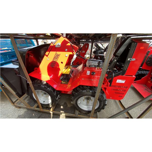 AGT INDUSTRIAL SDA-140W RED GAS POWERED PNEUMATIC TIRE RIDE ON MINI SKID STEER WITH ATTACHED 44"W