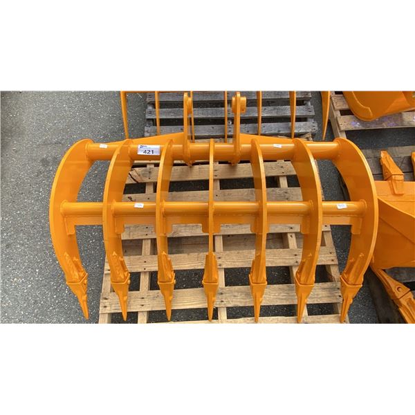 307 YELLOW 48" GRAVEL RAKE EXCAVATOR ATTACHMENT