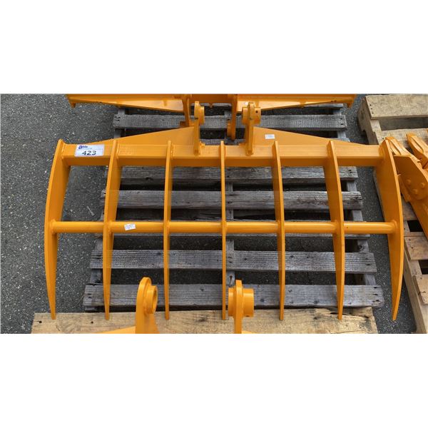 303 YELLOW 16" GRASS RAKE EXCAVATOR ATTACHMENT