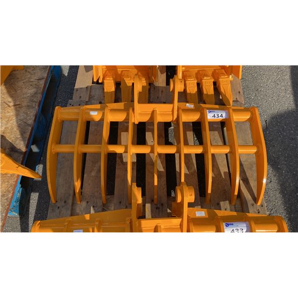 303 YELLOW 38" GRASS RAKE EXCAVATOR ATTACHMENT