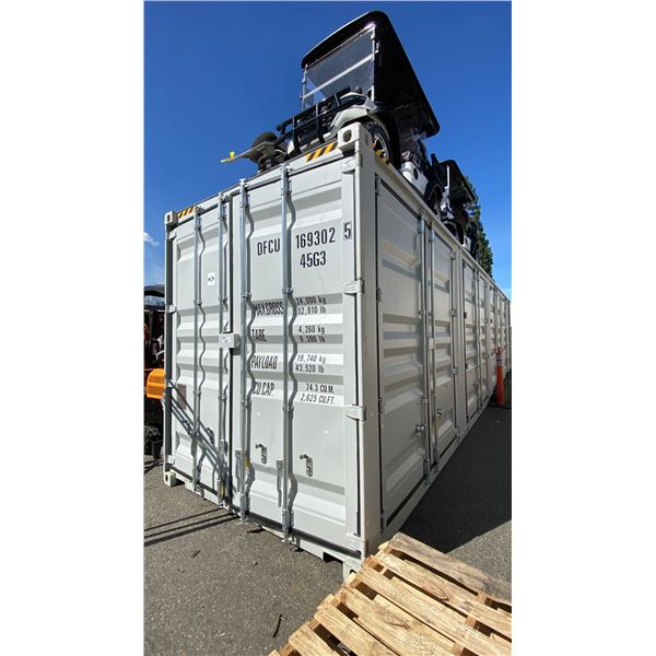 GREY 40' 52,910 LB MAX CAPACITY INDUSTRIAL TRANSPORT CONTAINER WITH 4 DUAL SWING SIDE DOORS DUAL