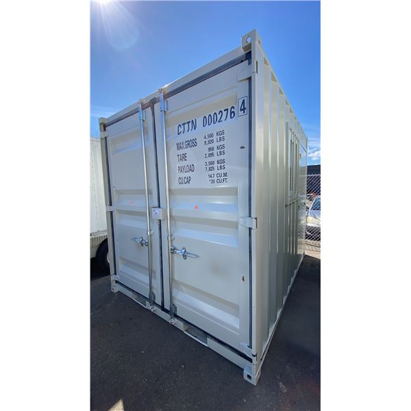 10FT GREY OFFICE STORAGE SHIPPING CONTAINER WITH DUAL SWING REAR DOORS, CAMS,