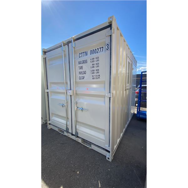 10FT GREY OFFICE STORAGE SHIPPING CONTAINER WITH DUAL SWING REAR DOORS, CAMS,