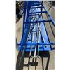 Image 4 : BLUE MOBILE ANGLED INDUSTRIAL MATERIAL RACK APPROX 7'L X 3'D X 6' 7"H WITH 5 METAL LOAD BARS