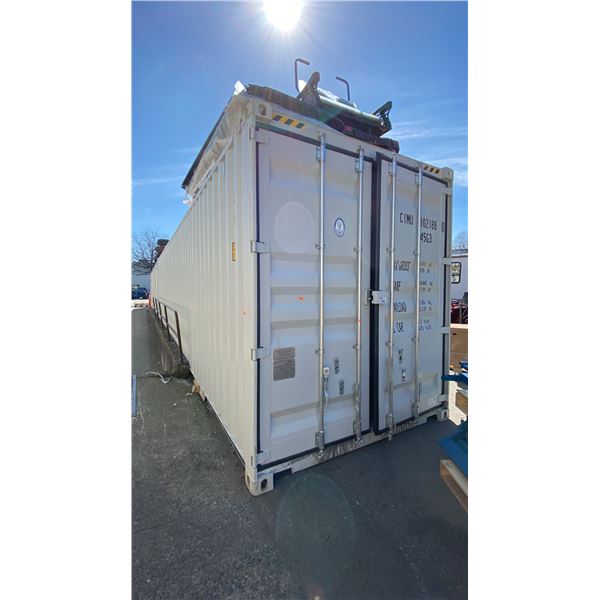 GREY 40' 52,910 LB MAX CAPACITY INDUSTRIAL TRANSPORT CONTAINER WITH 4 DUAL SWING SIDE DOORS DUAL