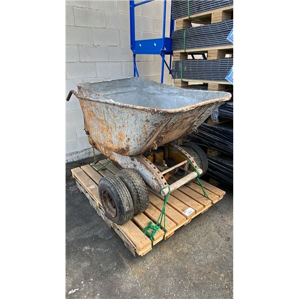 GAS POWERED HEAVY DUTY INDUSTRIAL WALK BEHIND DUAL TRI WHEEL WHEELBARROW