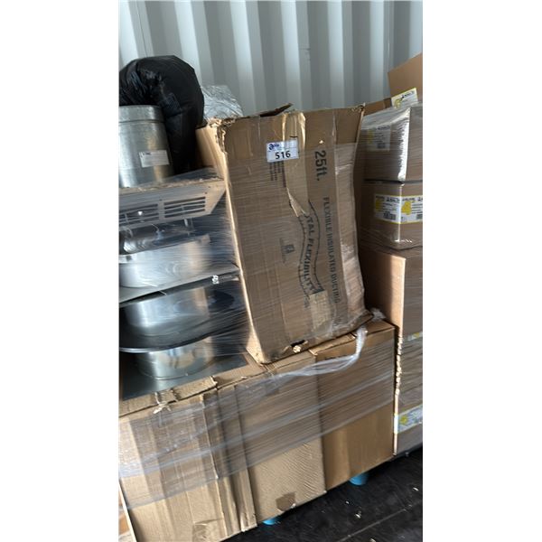 PALLET OF ASSORTED COMMERCIAL FIREPLACE VENTING, DUCTING & COMPONENTS
