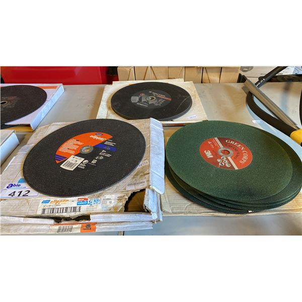 ASSORTED ABRASIVE CUT OFF WHEELS - NORTON CLIPPER CLASSIC, 3M GREEN CORPS & WALTER PORTACUT