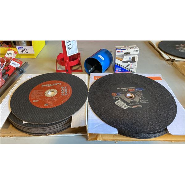 10 HILTI ULTIMATE 12" METAL CUTTING DISCS, 10 WALTER CHOPCUT 14" METAL CUTTING DISCS, LENOX 92MM