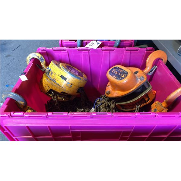 JET KCH SERIES 2 TON CHAIN HOIST & KITO 1 TON CHAIN HOIST *BIN NOT INCLUDED*