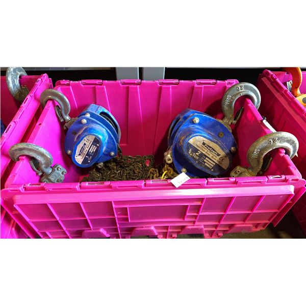 2 PROCRAFT CHAIN HOISTS- 2 TON & 1 TON *BIN NOT INCLUDED*
