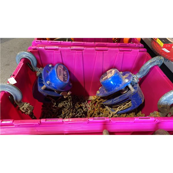 2 PROCRAFT CHAIN HOISTS- 2 TON & 1 TON *BIN NOT INCLUDED*