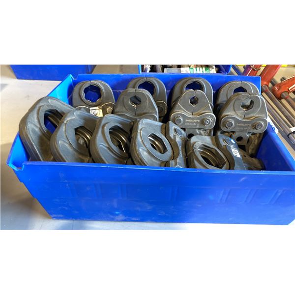 BIN OF ASSORTED SIZE HILTI PRESS JAWS
