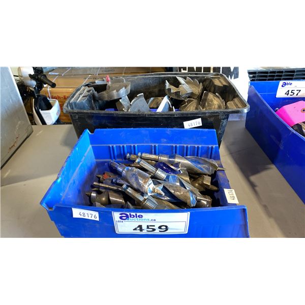 2 BINS OF ASSORTED INDUSTRIAL AUGER DRILL BITS & FORSTNER BITS