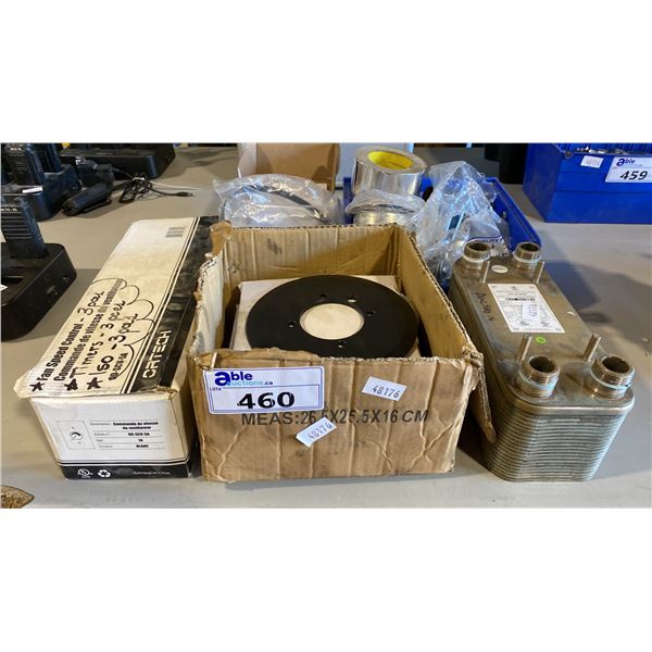 GROUP OF ASSORTED ELECTRICAL/PLUMBING FIXTURES- BOX OF ORTECH FAN SPEED CONTROLS, BRAZED PLATE