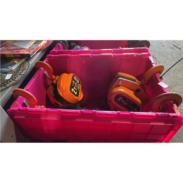 2 JET 2 TON CAPACITY CHAIN HOISTS *BIN NOT INCLUDED*