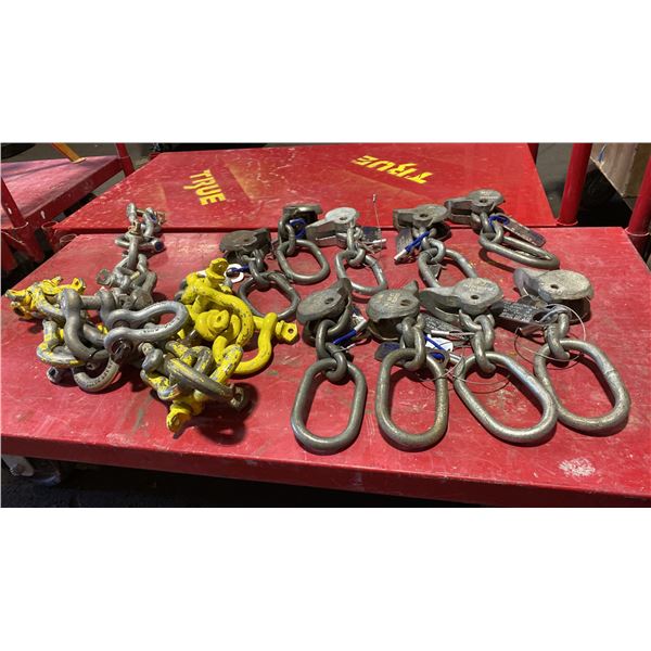 BIN OF ASSORTED LIFT ATTACHMENTS AND SCREW PIN SHACKLES *BIN NOT INCLUDED*