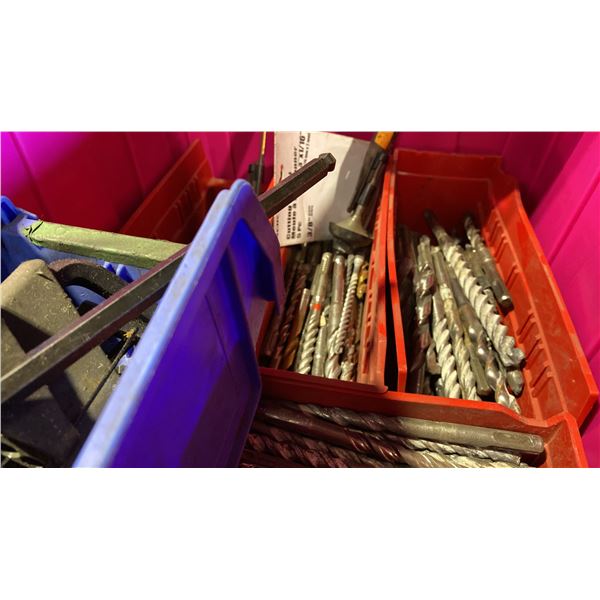 ONE BIN OF ASSORTED CONCRETE DRILL BITS *BIN NOT INCLUDED*