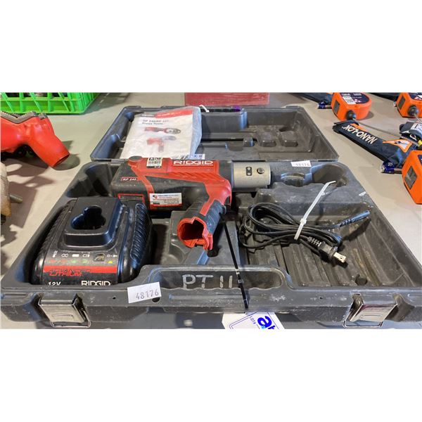 RIDGID RP 240 CORDLESS PISTOL GRIP PRESS TOOL WITH CHARGER IN HARD TRANSPORT CASE *NO BATTERY*