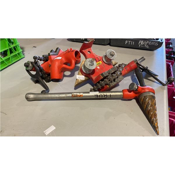 RIDGID 2-S SPIRAL PIPE REAMER, VEVOR BENCH CHAIN VISE & RIDGID BENCH CHAIN VISE
