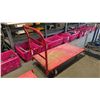 Image 2 : RED METAL MOBILE PLATFORM CART APPROX 48" X 24"