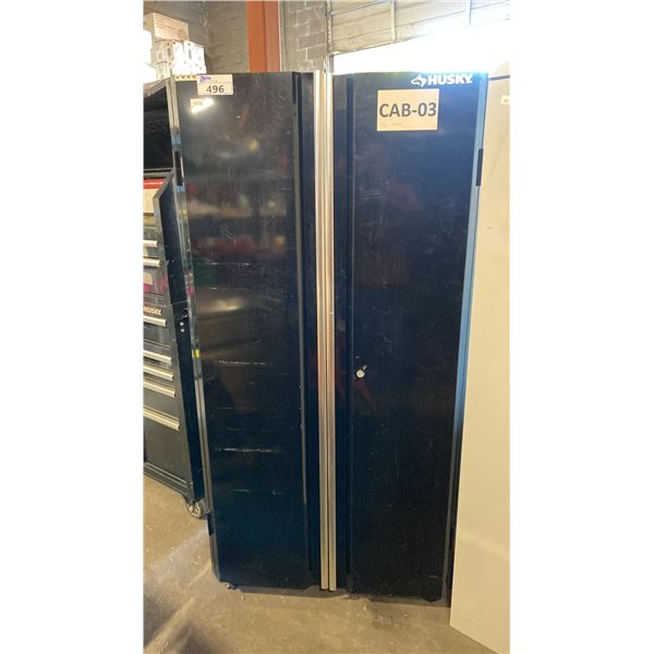 HUSKY BLACK METAL 2 DOOR SHOP STORAGE CABINET APPROX 36"W X 18"D X 72"H
