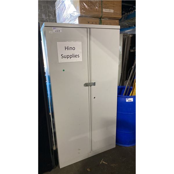 GREY METAL 2 DOOR CONSUMABLES CABINET APPROX 36"W X 18"D X 72"H