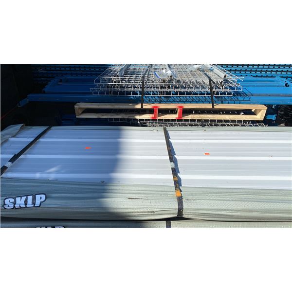STACK OF 100 SKLP WHITE 10'L X 3' 2"W INDUSTRIAL CORRUGATED METAL ROOF / WALL SHEETING