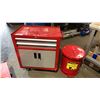 Image 1 : SMALL RED MOBILE TOOL BOX & JUSTRITE OIL WASTE CAN