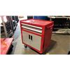 Image 2 : SMALL RED MOBILE TOOL BOX & JUSTRITE OIL WASTE CAN