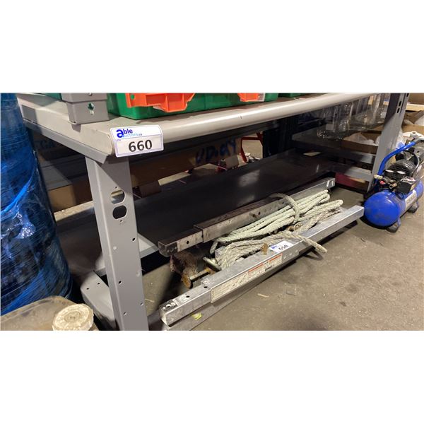 ULINE ADJUSTABLE HEIGHT GREY METAL WOOD TOP WORK TABLE APPROX 72"L X 36"W X 31"H