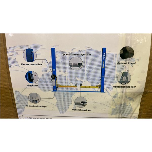 IRANCH IRTPL 10,000 LBS CAPACITY BLUE 2 POST HYDRAULIC / ELECTRIC INDUSTRIAL 4 POINT VEHICLE LIFT