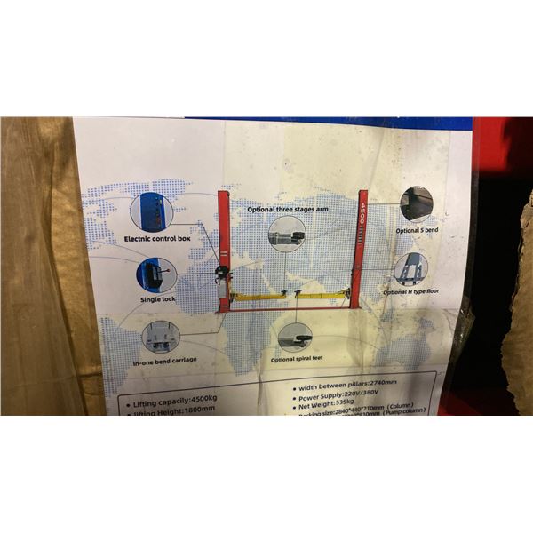 IRANCH IRTPL 10,000 LBS CAPACITY RED 2 POST HYDRAULIC / ELECTRIC INDUSTRIAL 4 POINT VEHICLE LIFT