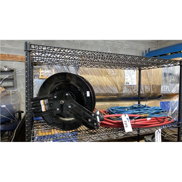 PRO POINT AIR HOSE REEL, BLUE EXTENSION CORD & RED AIR HOSE LINE
