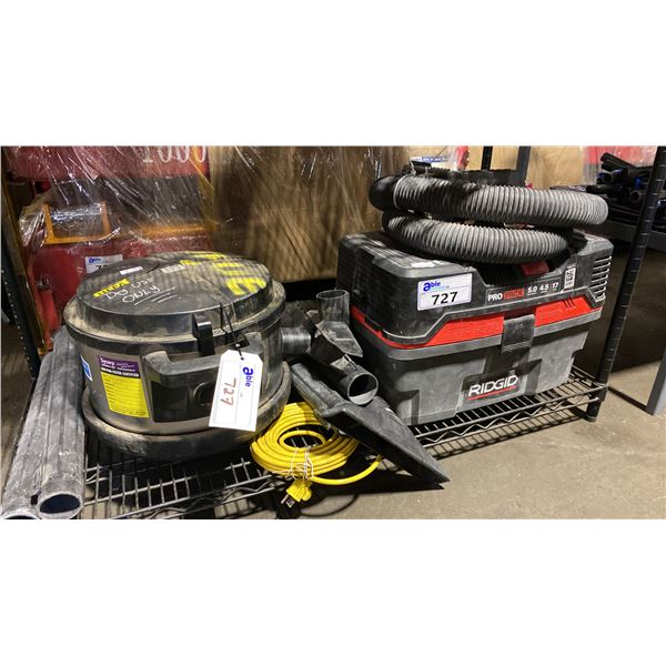 RIDGID PRO PACK SHOP VAC, EUROCLEAN SHOP VAC, ATTACHMENTS & EXTENSION CORD