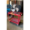 Image 1 : RED METAL 2 TIER SHOP CART WITH DURABULL FLOOR FAN