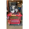 Image 2 : RED METAL 2 TIER SHOP CART WITH DURABULL FLOOR FAN