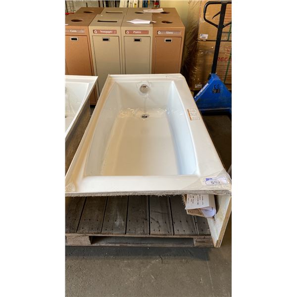STAINLESS STEEL 29" X 18" DROP IN KITCHEN SINK & WHITE ACRYLIC RIGHT HAND DRAIN ALCOVE BATHTUB