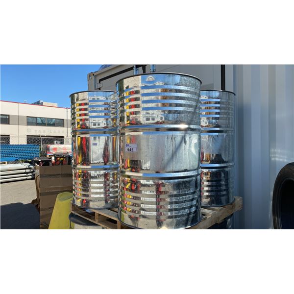 PALLET OF 4 INDUSTRIAL STEEL DRUMS