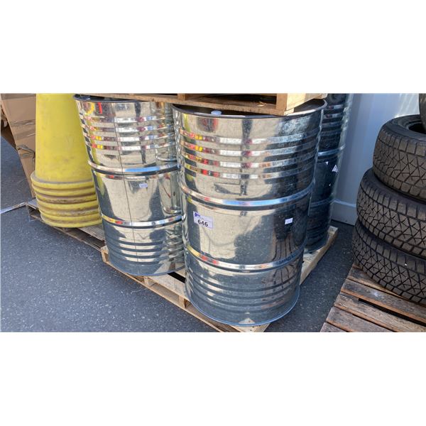 PALLET OF 4 INDUSTRIAL STEEL DRUMS