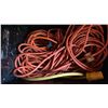 Image 3 : 2 HALOGEN WORK LIGHTS & WOODEN CRATE OF ASSORTED EXTENSION CORDS