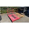 Image 1 : 2 METAL PLATFORM TRUCKS- RED & YELLOW