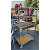 Image 4 : 2 GREY METAL 2 TIER UTILITY CARTS WITH 1 BENCH CHAIN VICE