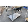 Image 2 : 2 GREY METAL 2 TIER UTILITY CARTS WITH 1 BENCH CHAIN VICE