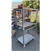 Image 4 : 2 GREY METAL 2 TIER UTILITY CARTS WITH 1 BENCH CHAIN VICE