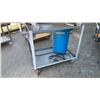 Image 2 : 2 GREY METAL 2 TIER UTILITY CARTS WITH 120V POWER UNIT, SWITCH, BENCH CHAIN VISE & PLASTIC LIQUID