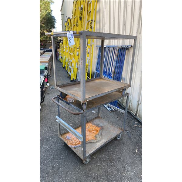 2 GREY METAL 2 TIER UTILITY CARTS