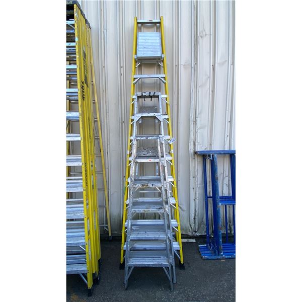 3 LADDERS- 12' YELLOW FEATHERLITE, 8' & 6' ALUMINUM