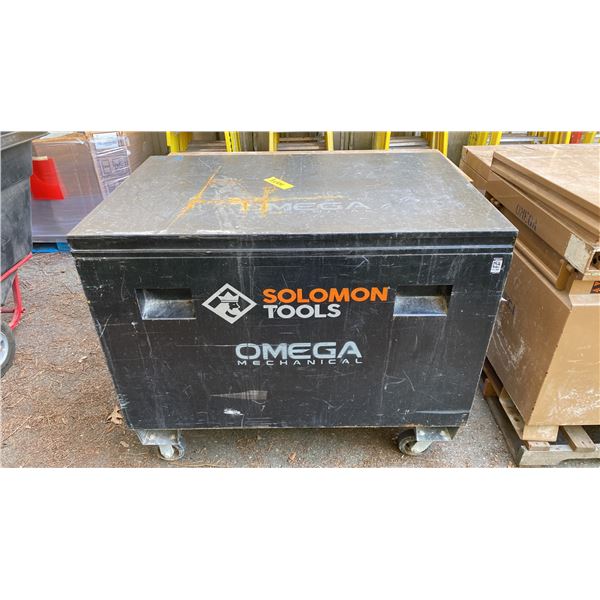 SOLOMON TOOLS BLACK METAL MOBILE JOB BOX APPROX 48"L X 31.5"D X 40"H