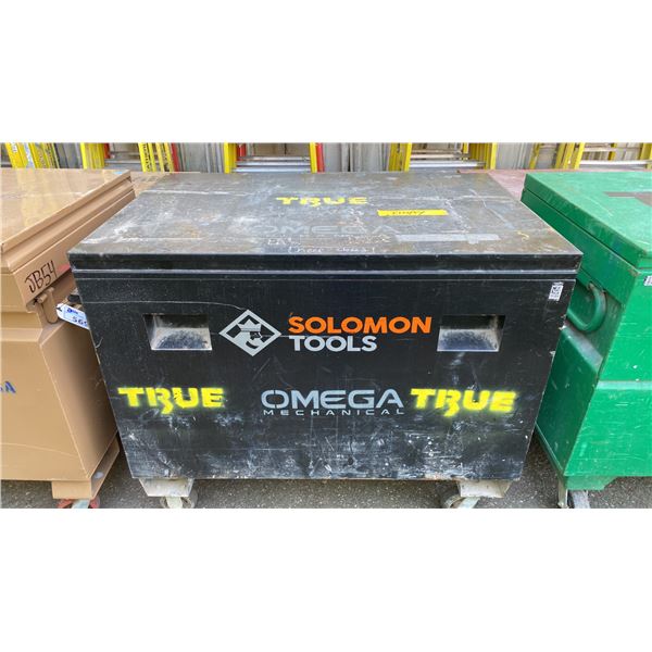 SOLOMON TOOLS BLACK METAL MOBILE JOB BOX APPROX 48"L X 31.5"D X 40"H